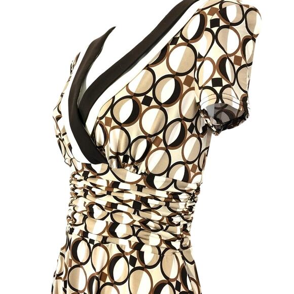 Sandra Darren Womens Brown V-Neck Y2K Beige Stretch Knit V-Neck Dress sz 6 - Picture 8 of 8